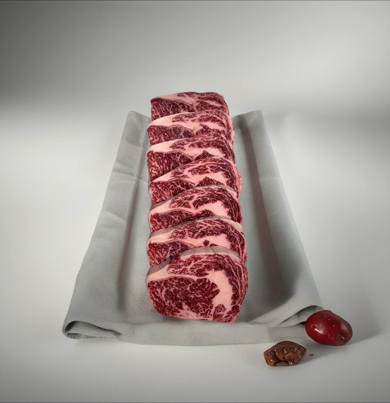 Australian Wagyu beef tenderloin, sliced steaks